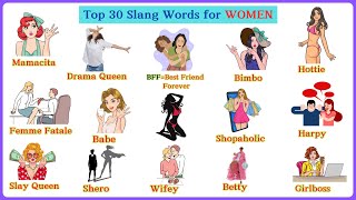 Lesson 145: Top 30 Commonly Used Slang Words for Women | Fun & Useful English Terms  #slangwords