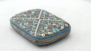 Russian Silver Gilt and Cloisonné Enamel Cigarette Case - Antique Circa 1900 - AC Silver (A2724)