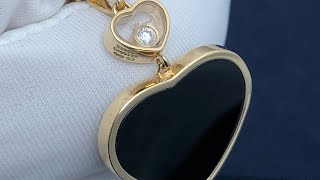 Chopard Happy Diamond Series 18K Yellow Gold Onyx Necklace.