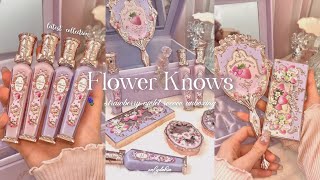 FLOWER KNOWS 190$ FULL SET unboxing + swatches | the most aesthetic makeup 🎀