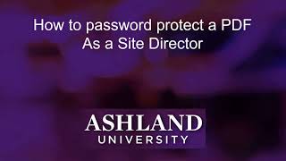 How to password protect a PDF As a Site Director