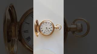 Walt ham gold plated hunter case pocket watch (1)