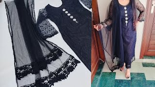 How to make Boutique style dupatta at home/Designer dupatta/plain net se dupatta kaise design kare