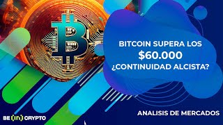 Mercado: Bitcoin recupera un 5% poniendo a prueba los $60000 mientras el S&P500 vuelve a máximos