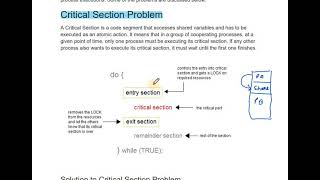 Process Synchronization I Critical Section Problem