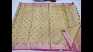 Kota doriya handloom tissue saree with beautiful embroidery work