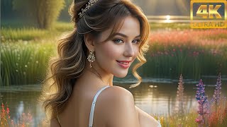 4K AI Girl Lookbook - Sophia's Enchanted Mornings: Wildflowers of Wul Swamp