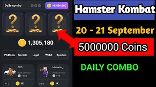 20 - 21 September daily combo | hamster kombat daily combo | 20 September daily combo hamster kombat