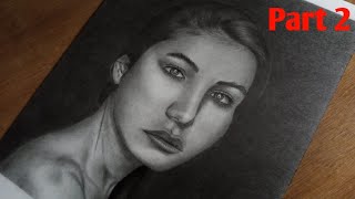 drawing a female face with graphite pencils | drawing a female face