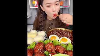 ASMR MUKBANG ăn đùi gà, mukbang chicken thighs, black bean noodles, dumplings