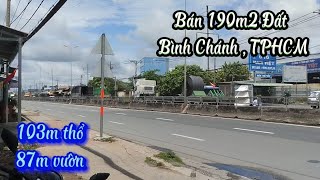 Bán Đất Thổ Cư 2 mặt tiền hẻm Ấp 3 Xã Tân Quý Tây cách Quốc Lộ 1A 95m Gần UBND Bình Chánh TPHCM 1T8