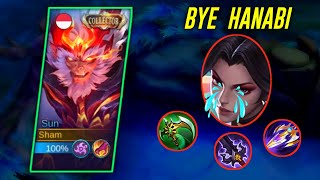 GOOD BYE HANABI😴 TOP GLOBAL SUN BEST JUNGLE BUILD MVP GAMEPLAY - MLBB