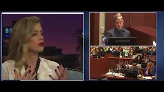 Amber Heard had a “bust lip, two black eyes” when she appeared on James Corden