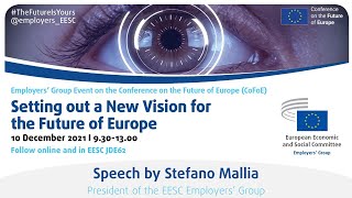 President Stefano Mallia at event "Setting out a New Vision for the Future of Europe"