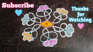 5*3 simple rangoli design | easy rangoli design with colours 98 by Amma #rangoli #kolam #ytvideo #yt