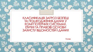 Класифікація загроз безпеці та пошкодження даних у комп’ютерних системах