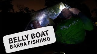 Barramundi Fishing In the Belly Boat In The Dark