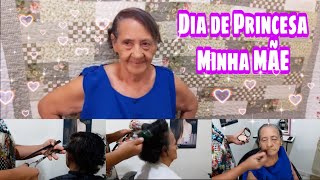 ROTINA DE BELEZA💆💇 para Minha Mãe💞/Cortamos o Cabelo e uma Make Básica.