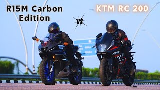 R15M Carbon Fiber Edition vs KTM RC 200 | Amazing Drag Race ⚡