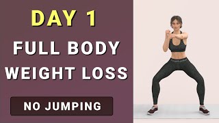 DAY 1/7: TOTAL BODY CARDIO Workout // No Equipment🔥  7-Day Home Workout Challenge No Jumping