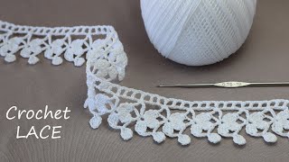 КРУЖЕВО простое вязание крючком МАСТЕР-КЛАСС для начинающих КАЙМА  Easy to Crochet Tape Lace pattern