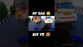 drag race 😱 NS 200 cc R15 V3#nitinvlogsr15v3 #motovlog #viral