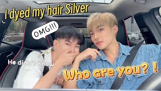 I Dyed My Hair Silver Without Telling My Boyfriend🤣! How Will He React😳❤️?! Cute Gay Couple Prank