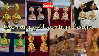 charming gold earrings designs with weight ll jhumka collection light weight design ll earrings