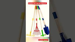 #KidsGarden Tool Set Toy 4-Piece - Shovel, Rake, Hoe, Leaf Rake, Wooden #Gardening Tools for Kids