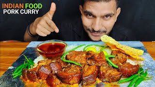 BIB BITES EATING SPICY🥵 PORK MEAT CURRY RICE EATING || #FOODVLOG