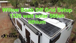 Willow Boab 1320 watt solar, 560ah Off Grid Lithium Setup, run your Air Conditioning and more.