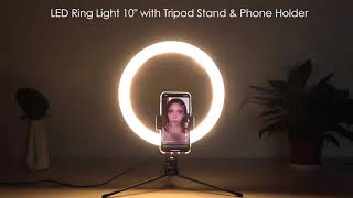 LED Ring Light 10" with Tripod Stand & Phone Holder for Live Streaming & YouTube Video By Amazon