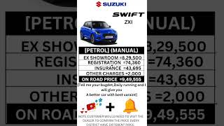 MARUTI SUZUKI SWIFT zxi PETROL MANUAL ON ROAD PRICE