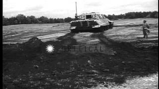 German Jagdtiger tank destroyer being tested at the Henschel tank testing grounds...HD Stock Footage