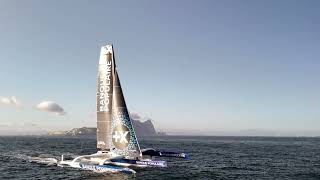 Maxi Banque Populaire XI - Finistère Atlantique - Passage du Détroit de Gibraltar drone