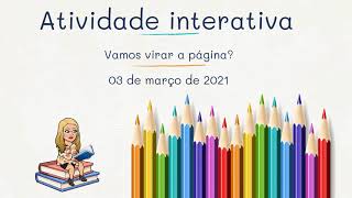 Aula de Língua Portuguesa. Atividade interativa "Vamos virar a página?"