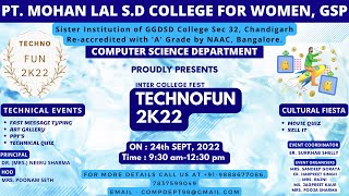 "TECHNOFUN-2K22" BY THE COMPUTER SCIENCE DEPARTMENT IN PANDIT MOHAN LAL S.D. COLLEGE FOR WOMEN, GSP.