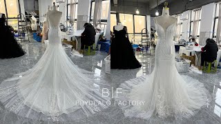 Style CM0115 | Wholesale Sparkly Plunging Mermaid Wedding Dress #BrydealoFactory