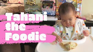 BLW 9 Month Old Baby Eats A Curry Chicken Salad Pita Wrap | Baby Mukbang