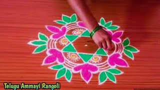 Star kolam design ll 5x4 dot's Rangoli ll easy and simple Muggu ll rangoli l @ Telugu Ammayi Rangoli