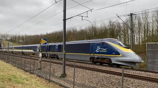 LOUD Class 373 horn & FAST Eurostar passes on HS1 - E300, E320 and Class 395, Kent