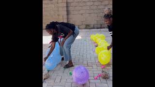 Fun Popping balloon challenge💙😀😍 who won????