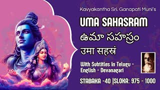 Uma Sahasram_40| ఉమా సహస్రం|With Subtitles |Kavyakantha Sri.Vasishtha Ganapati Muni's Sanskrit Works