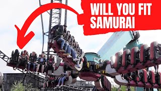 SAMURAI Thorpe Park - Too fat to ride? Rider of Size tester seat and off ride footage