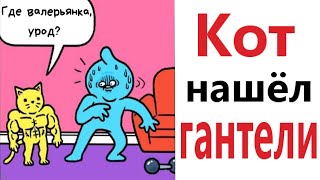 Приколы! КОТ НАШЁЛ ГАНТЕЛИ! Смешные видео от Доми шоу! Мемы анимация