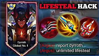 DYRROTH NEW SEASON LIFESTEAL HACK BUILD💀 (MUST TRY) (dyrroth best build 2024!)