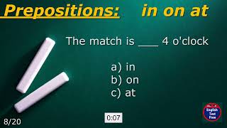 #quiz Prepositions of time & place _ In On At (20) #preposition