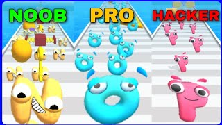 baby game - Noob vs Pro vs Hacker  Last Level for Letter P Alphabet Run Gameplay #viral