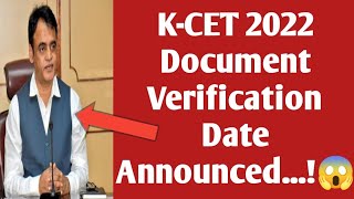 K-CET 2022 Document Verification Date Announced...!!😱