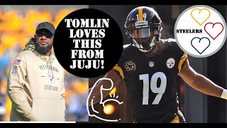 #Steelers Coach Tomlin loves Juju doing this on the football field! #SteelersNation #HereWeGo